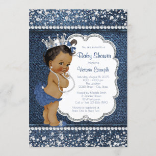 Denim Diamond African American Girl Baby Shooter Einladung