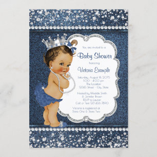 Denim Diamond Ethnic Girl Shower Einladungen