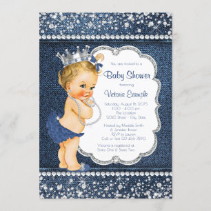 Denim Diamond Girl Babyparty-Einladungen Einladung