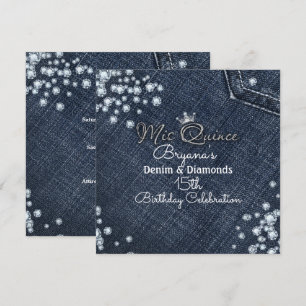 Denim & Diamond MIS QUINCE Kronenparty-Einladungen Einladung
