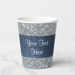 Denim Diamond Party Paper Cups Pappbecher