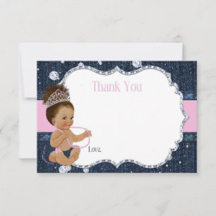 Denim & Diamonds Baby Shower Dankeskarte
