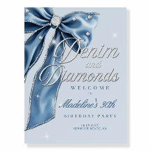 Denim Diamonds Bling Bow Elegant Party Welcome