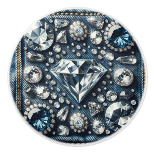 Denim & Diamonds Bling Gemstone Glam Jewels Keramikknauf