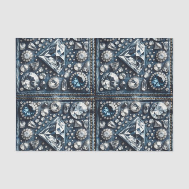 Denim & Diamonds Bling Gemstone Glam Jewels Seidenpapier (Vorderseite)