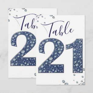 Denim & Diamonds Bling Glitzer Tischkarte 21 Einladung