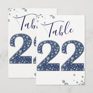 Denim & Diamonds Bling Glitzer Tischkarte 22 Einladung
