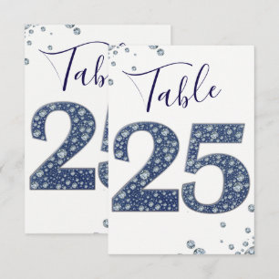 Denim & Diamonds Bling Glitzer Tischkarte 25 Einladung