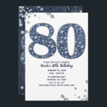 Denim & Diamonds Bling Sparkle 80TH 80 Geburtstag Einladung<br><div class="desc">Zolleinladung</div>