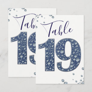 Denim & Diamonds Bling Sparkle Numéro de Table 19