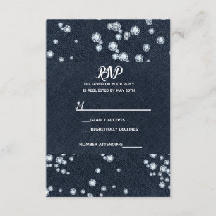 Denim & Diamonds Blue Jeans Bling Glam UAWG RSVP Karte