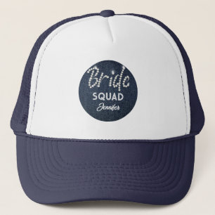 Denim Diamonds Bride Squad Navy Bachelorette Name Truckerkappe