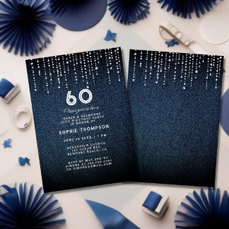 Denim Diamonds Drippings 60. Geburtstagsparty Einladung