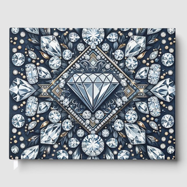 Denim & Diamonds Glam Bling Gästebuch (Vorderseite)