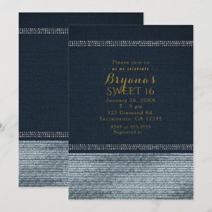 Denim & Diamonds Glam Bling Party-Einladungen Einladung