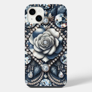 Denim & Diamonds Glam Bling Rose Juwelen iPhone 14 Plus Hülle