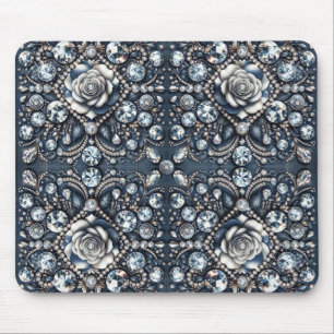 Denim & Diamonds Glam Bling Rose Schmuck Mousepad