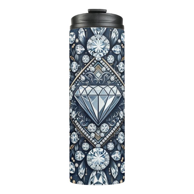 Denim & Diamonds Glam Bling Thermosbecher (Vorderseite)