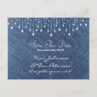 Denim & Diamonds Glam Country Rett Datum Postkarte