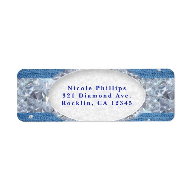 Denim & Diamonds Glam Scattered Bling Einladung (Vorne)