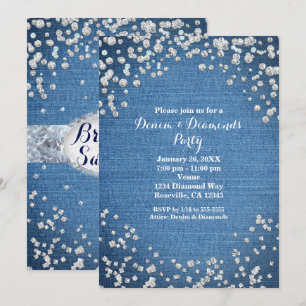 Denim & Diamonds Glam verstreute Bling-Einladungen Einladung