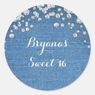 Denim & Diamonds Glam verstreute Bling Favor Runder Aufkleber