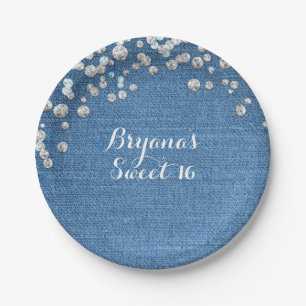 Denim & Diamonds Glam verstreuter Glitter Custom-P Pappteller