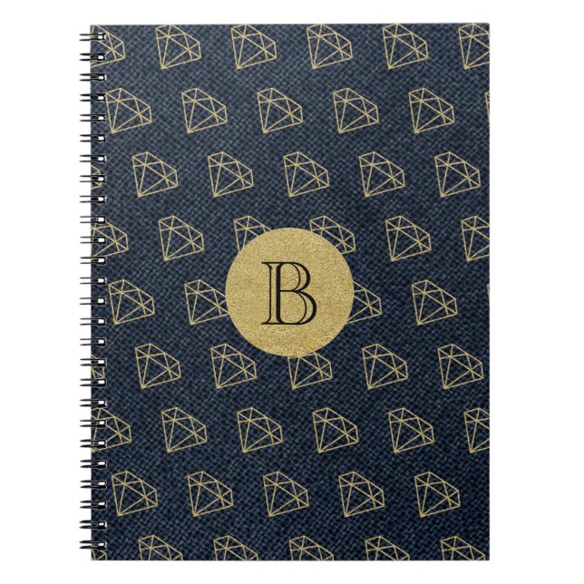 Denim & Diamonds Gold & Blue Glamour Bling Notizblock (Vorderseite)