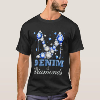 Denim & Diamonds High Heels Dekorationen Junggesel T-Shirt