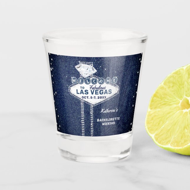 Denim Diamonds Las Vegas Iconic Junggeselinnen-Abs Schnapsglas (Vorderseite)