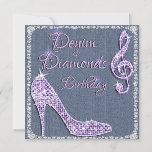 Denim & Diamonds Lilac 25. Geburtstag Einladung