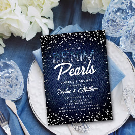 Denim Diamonds Pearls Blue Elegante Dusche Einladung