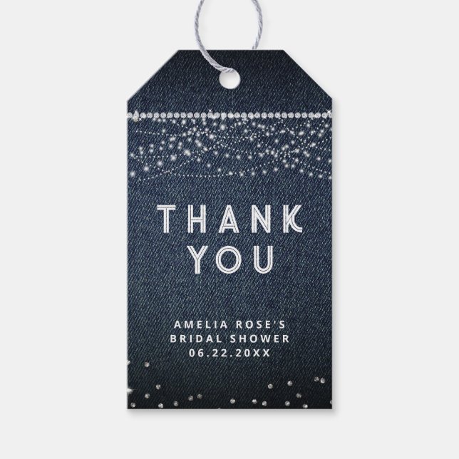 Denim Diamonds Rustic Lights Elegant Vielen Dank Geschenkanhänger (Vorderseite)