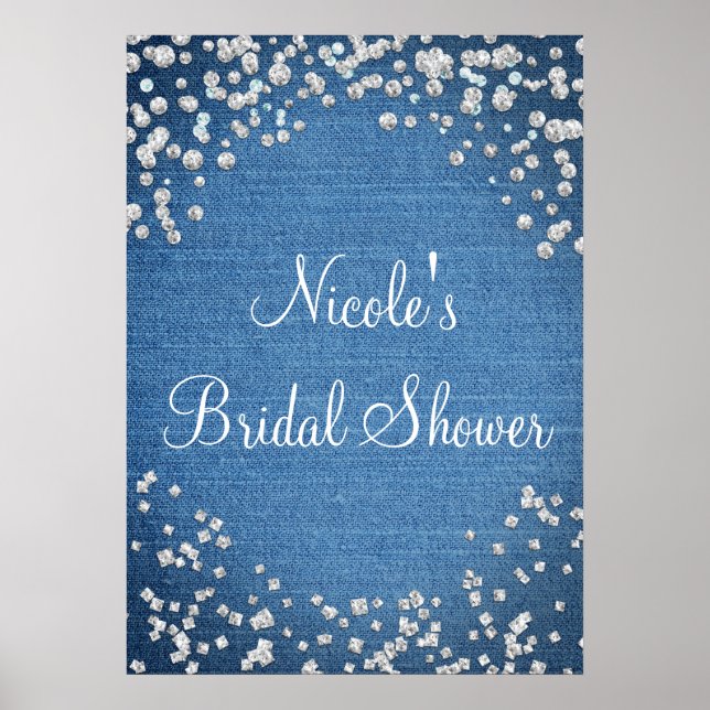 Denim & Diamonds Scattered Bling Poster Banner (Vorne)