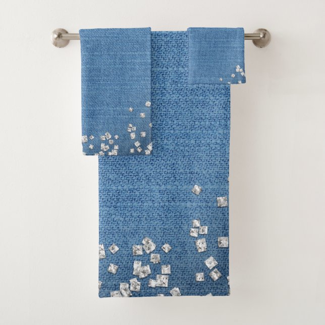 Denim & Diamonds Sparkle Bling Custom Badhandtuch Set (Insitu)