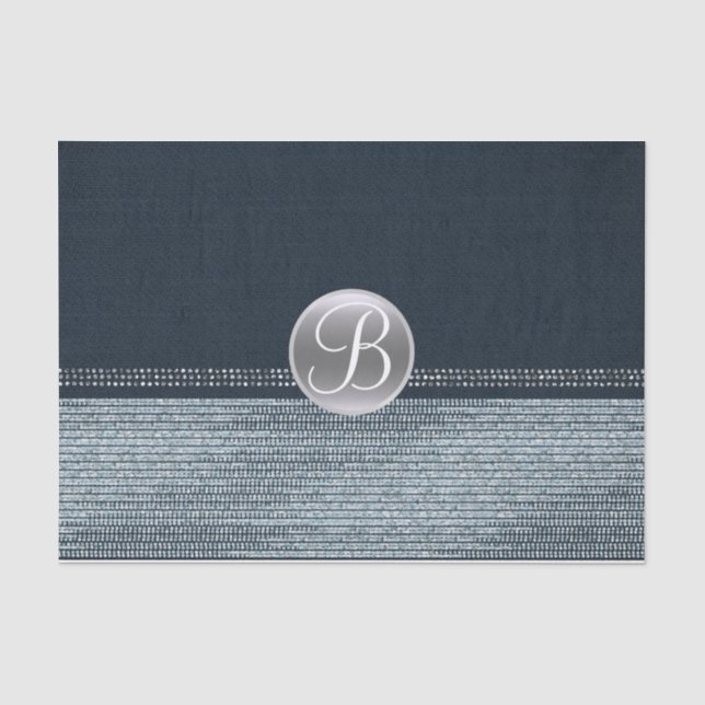 Denim Diamonds Sparkle Glam Monogramm Anfangsbuchs Seidenpapier (Vorderseite)