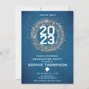 Denim Diamonds Sternexplosion Blue Graduation Part Einladung