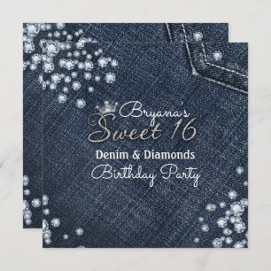 Denim & Diamonds Sweet 16 Invitations de la Couron