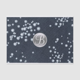 Denim Diamonds verstreute Bling Monogramm Initiale Seidenpapier