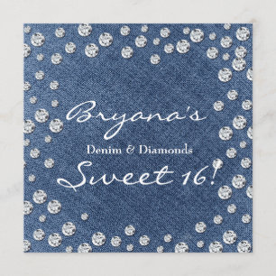 Denim Diamonds verstreute funkelnde Sweet 16 Einla Einladung
