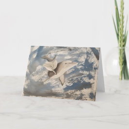 Denim Dolphins Blank Greeting Card Karte