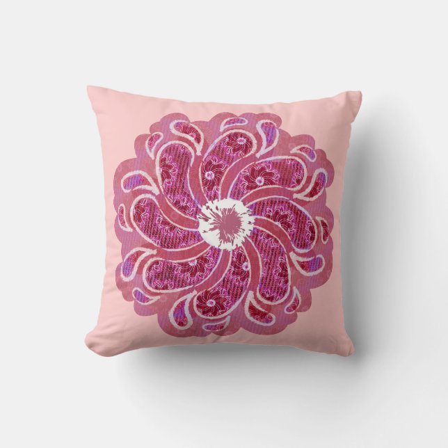 Denim-Effekt und rosa Blume Kopfkissen Kissen (Vorderseite)