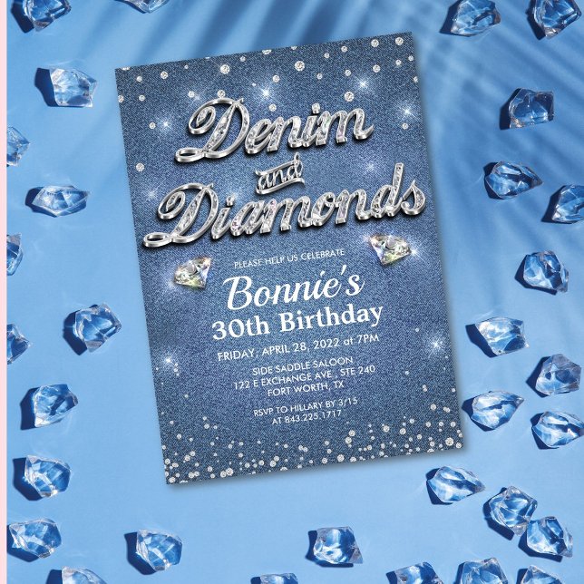 Denim et Diamonds Invitation d'anniversaire (Créateur téléchargé)