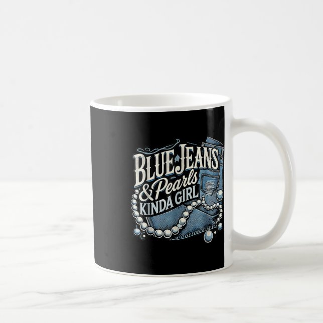 Denim Fabric Blue Jeans Pearls Skinny Jeans Lover Kaffeetasse (Rechts)