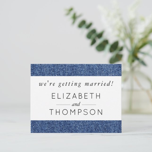 Denim Fabric, Denim Texture, Blue Denim, Hochzeit Einladungspostkarte (Stehend Vorderseite)