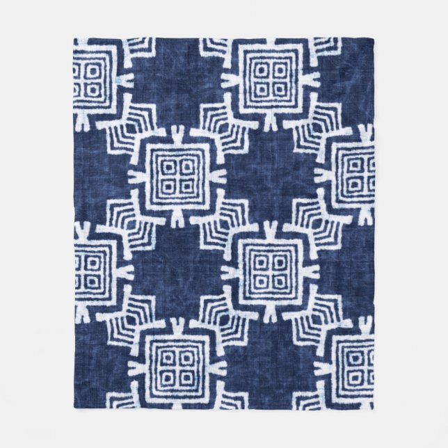 Denim farbige Stammesmuster Fleecedecke (Vorderseite)
