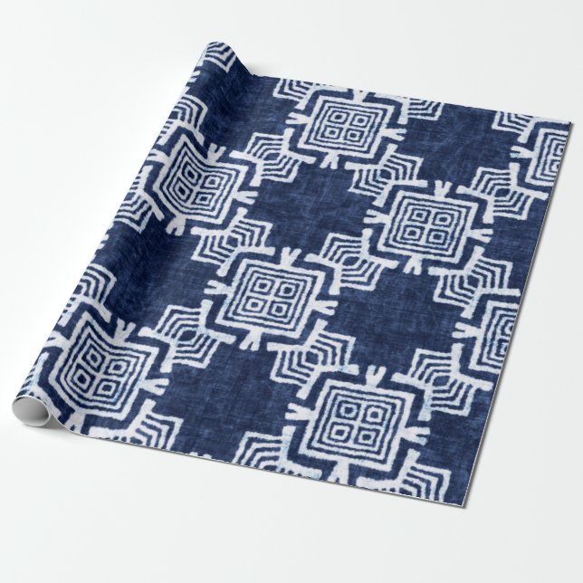 Denim farbige Stammesmuster Geschenkpapier (Ungerollt)