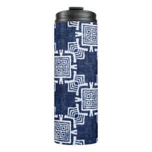 Denim farbige Stammesmuster Thermosbecher