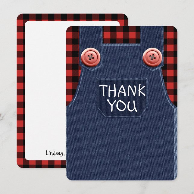 Denim & Flannel Cute comme Carte de remerciements  (Devant / Derrière)