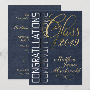 Denim Formal Graduation Party Invitation